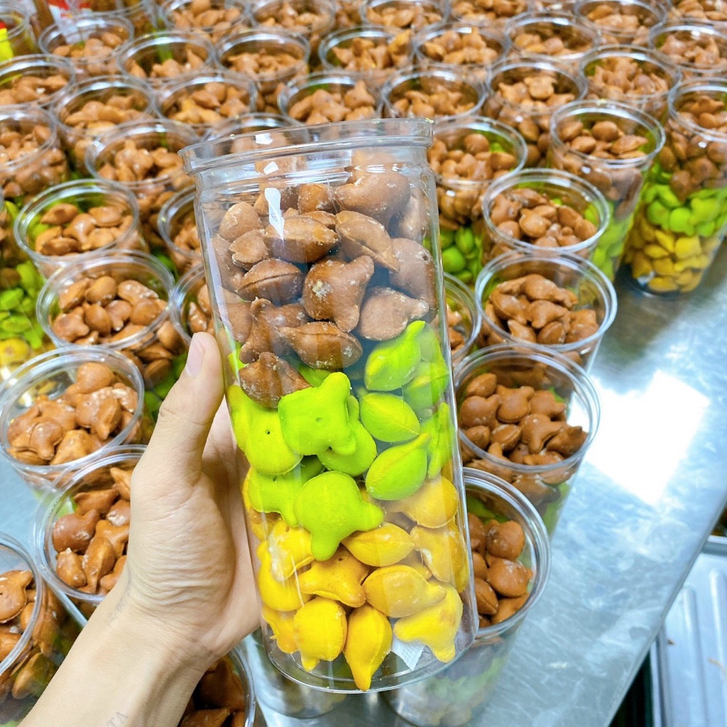 Bánh gấu nhân kem mix 3 vị Cobi Food hũ pet 400g đồ ăn vặt thơm ngon, béo ngậy 3 vị kem truyền thống, chùm ngây, socola