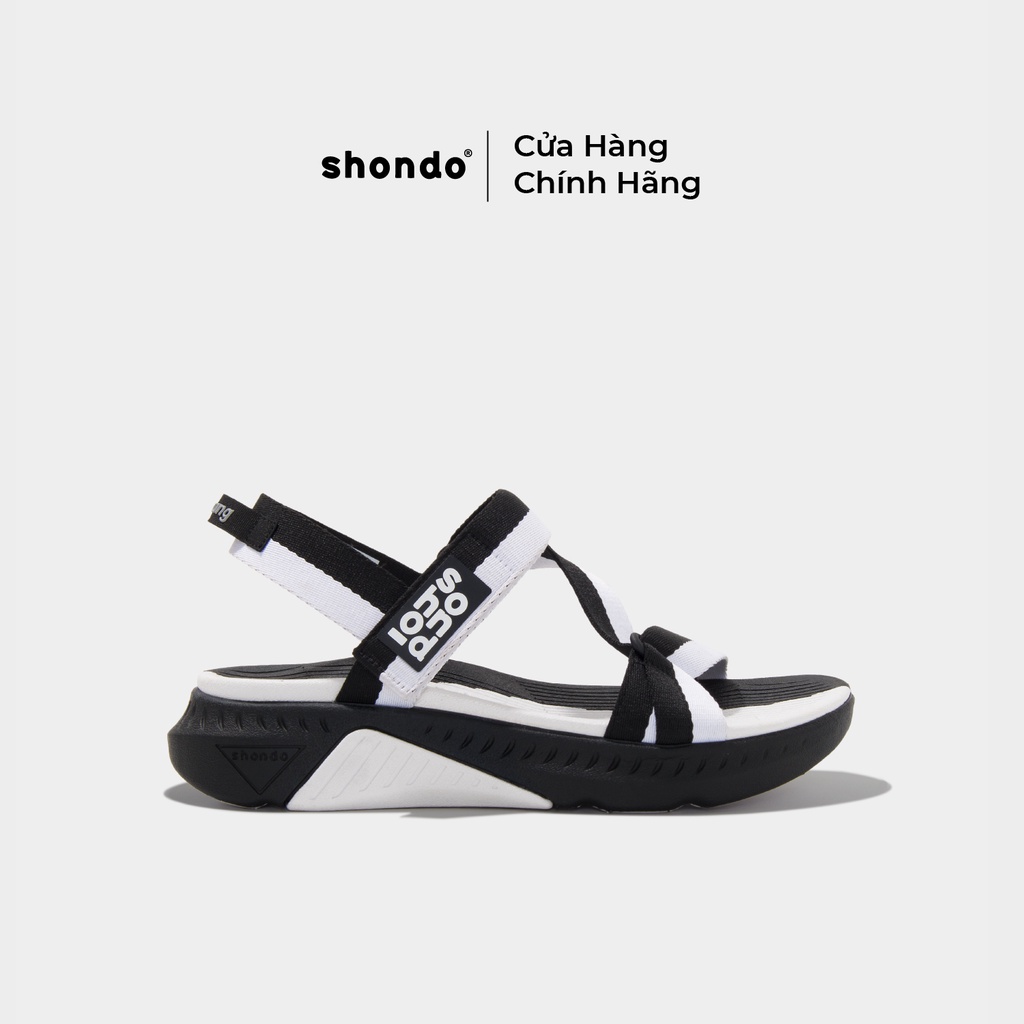 Giày Sandals Nam Nữ Unisex Shondo F7 Half Trắng Đen F7H1010