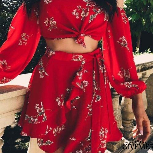Set áo croptop trễ vai + chân váy thời trang đi biển cho nữ
