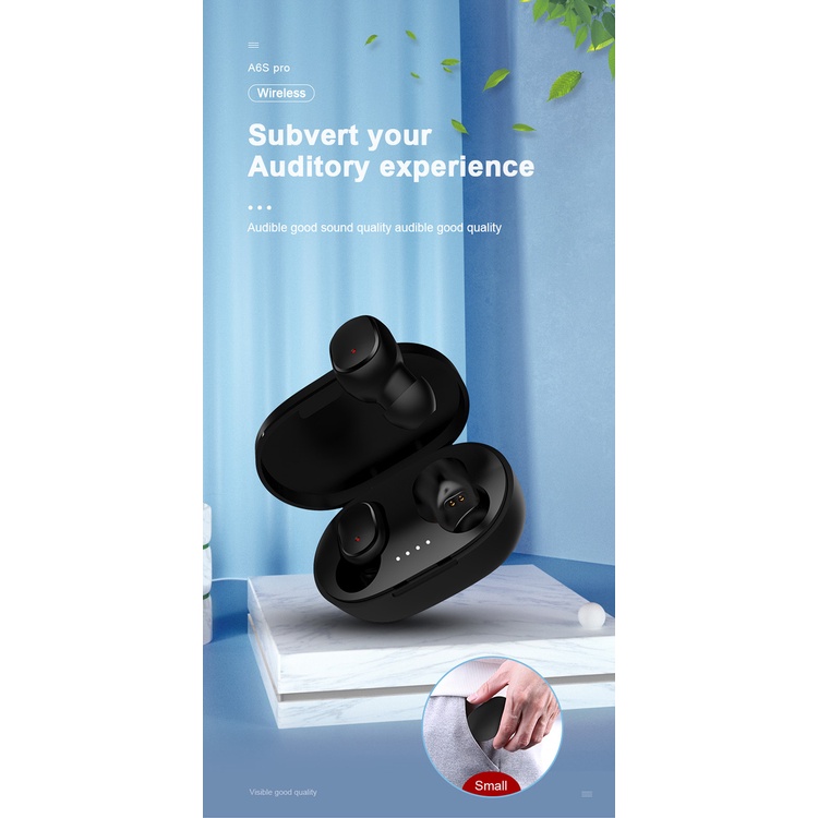 Tai Nghe Bluetooth 5.0 Không Dây A6S TWS Có Mic Cho Xiaomi Samsung Huawei OnePlus C78Z