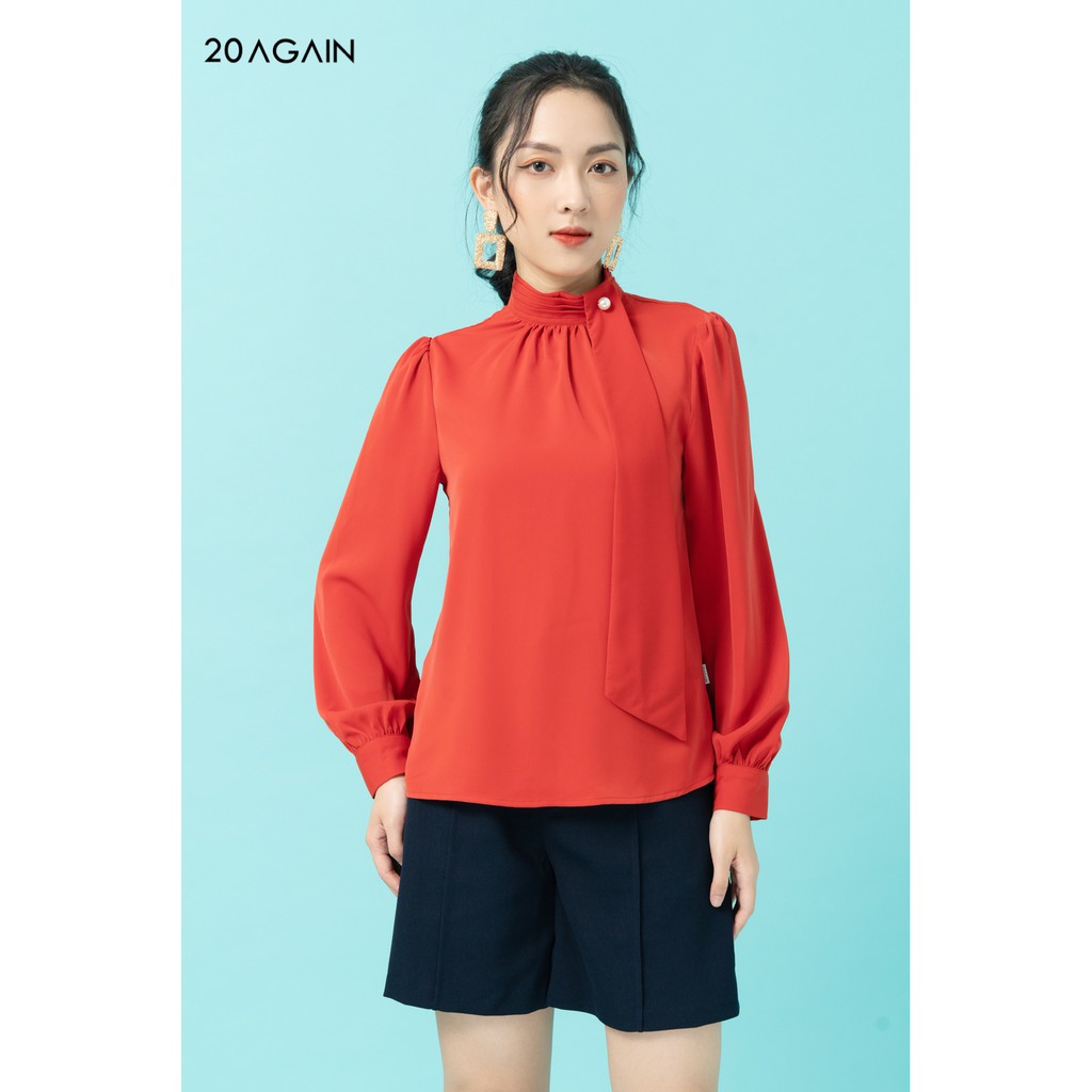 [Mã WABR20A30 giảm 10% đơn 99K] Áo sơ mi nữ công sở cổ cao 20AGAIN ASA1794