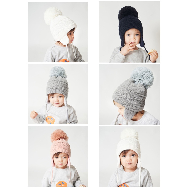 Mũ Beanie Dệt Kim Màu Sắc Trơn Giữ Ấm Mùa Đông Cho Bé