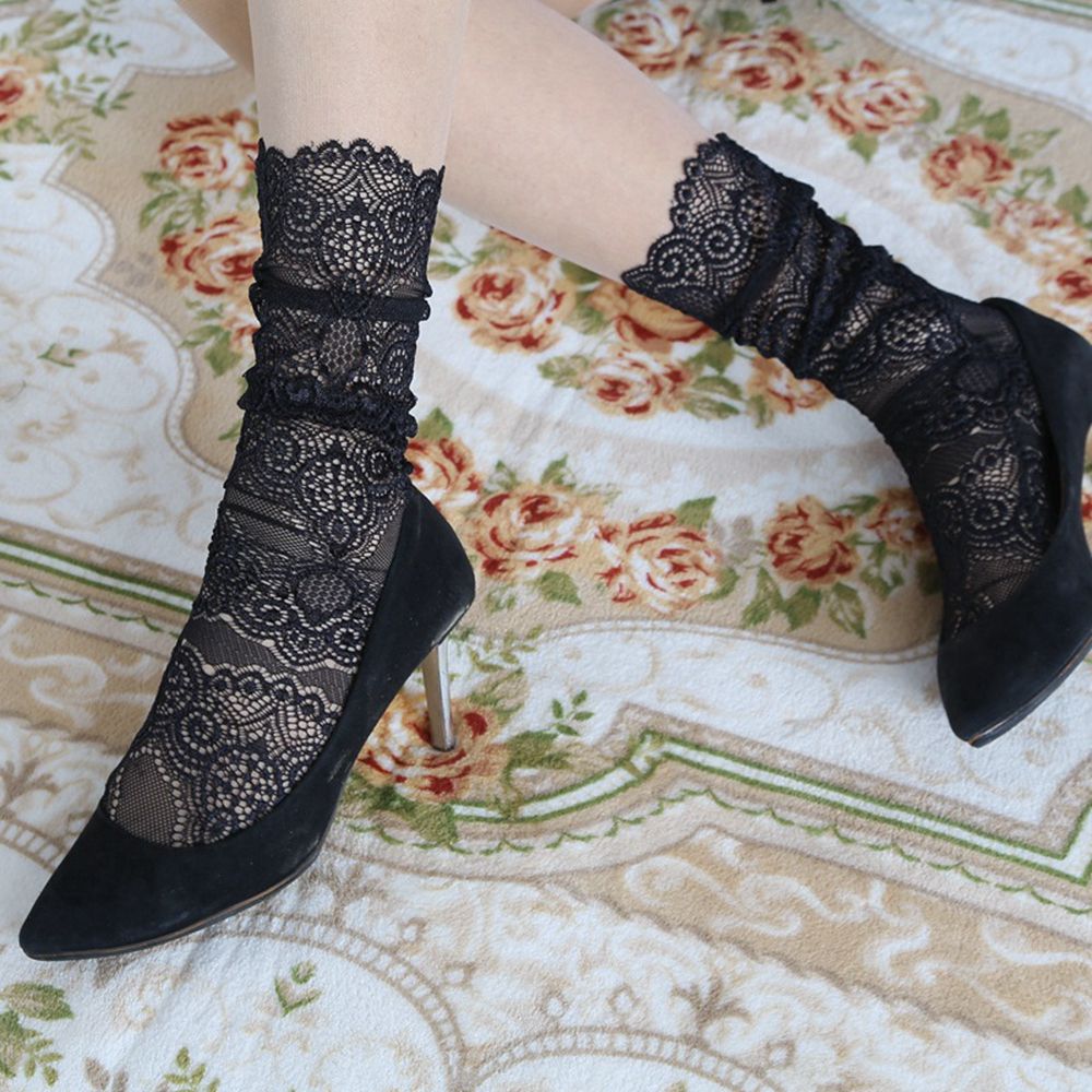 Đôi Vớ Lưới Ngắn Họa Tiết Hoa Thời Trang Cho Nữ