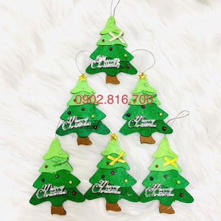 Sét 6 cây thông vải nỉ treo hoặc dán tường - dán cửa phụ kiện trang trí cây thông noel - giáng sinh