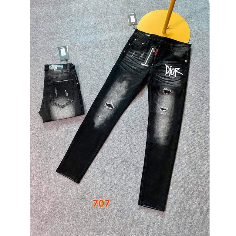 Quần jean nam chất bò đen rách cao cấp khóa lệch vải đẹp co giãn mẫu mới nhất tara_shop96