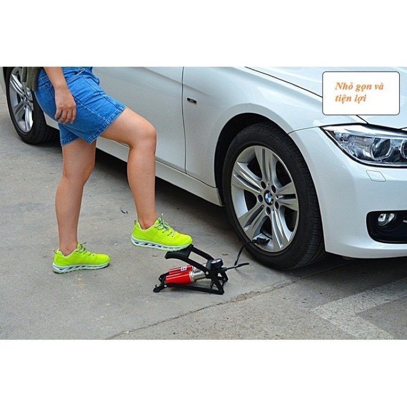 [FREESHIP] Máy Bơm Hơi Bánh Xe, Lốp Xe Với 2 Ống Hơi To Giúp Tiết Kiệm Thời Gian Và Lực Bơm Dễ Đạp Dễ Xếp Gọn.