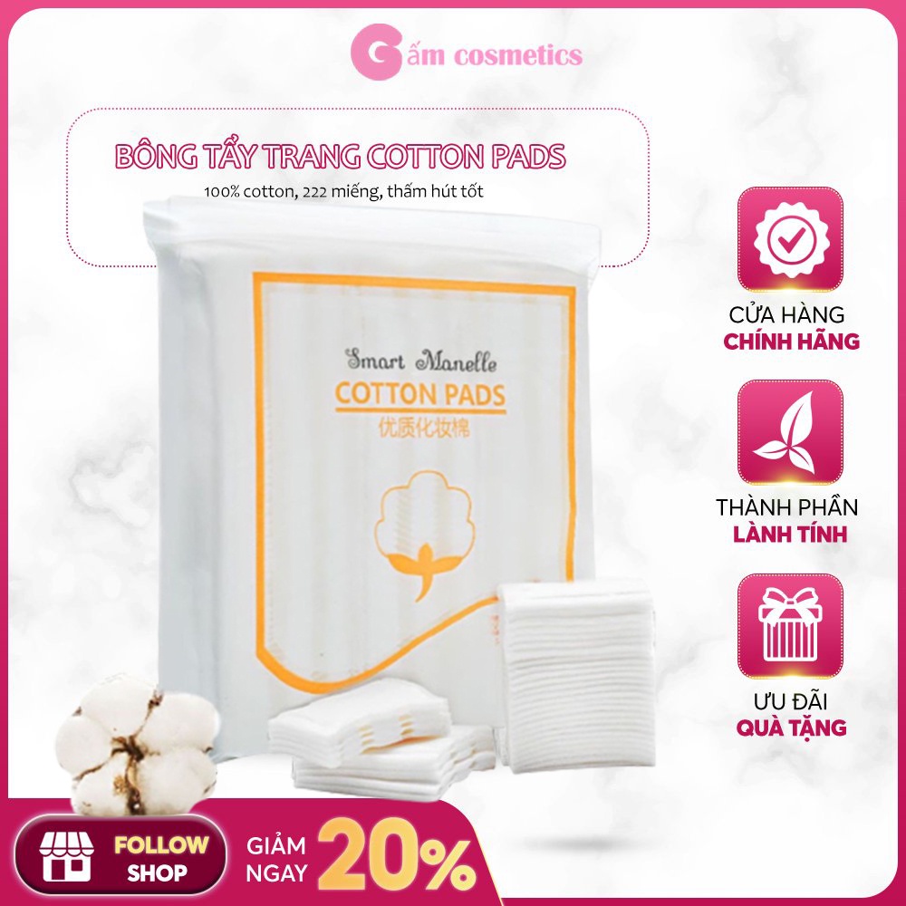 Túi bông tẩy trang Cotton Pads 222 miếng 100% cotton 3 lớp mềm mịn không bông xơ thấm hút tốt hàng nội địa Trung