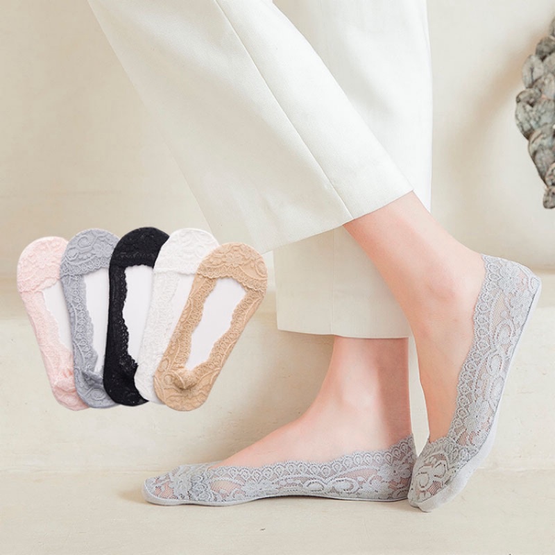 Vớ Ren Chống Trượt Màu Sắc Ngẫu Nhiên Thời Trang Cho Nữ