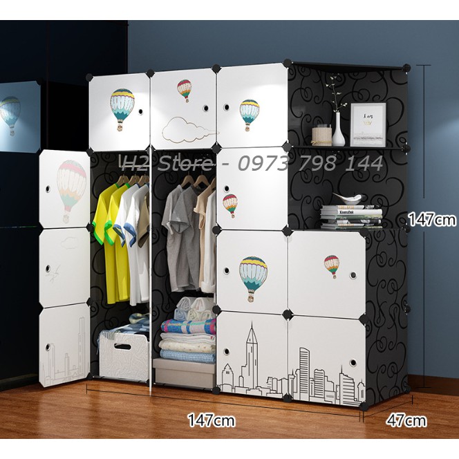 [GIÁ SỈ] TỦ NHỰA LẮP GHÉP 16 Ô (GỒM 2 KỆ GÓC) CỬA KHINH KHÍ CẦU CHO BÉ ĐỂ ĐỒ ĐA NĂNG THÔNG MINH sâu 47cm
