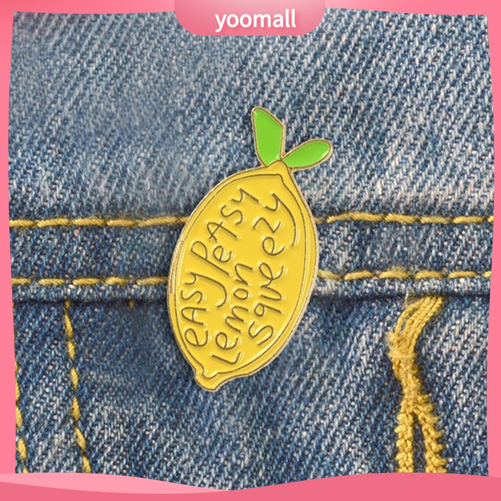 YOML✔Cartoon Lemon Enamel Letters Brooch Pin Unisex Denim Backpack Decor Party Badge
