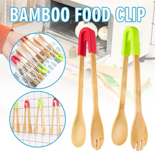 BBQ Tongs Clips Wood Food Fruit Noodles Toast Bread Salad Breakfast Tongs Clamp