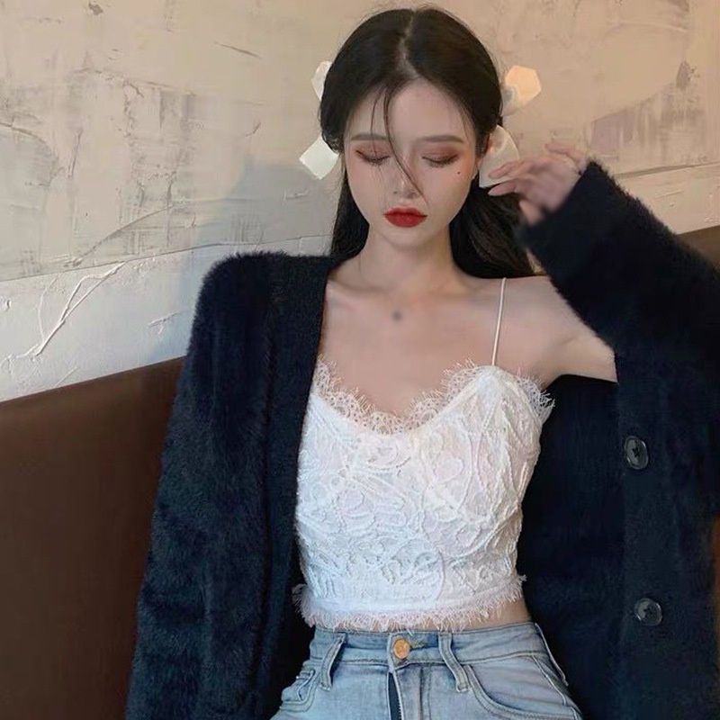Áo hai dây phối ren kiểu dáng quyến rũ cho nữ