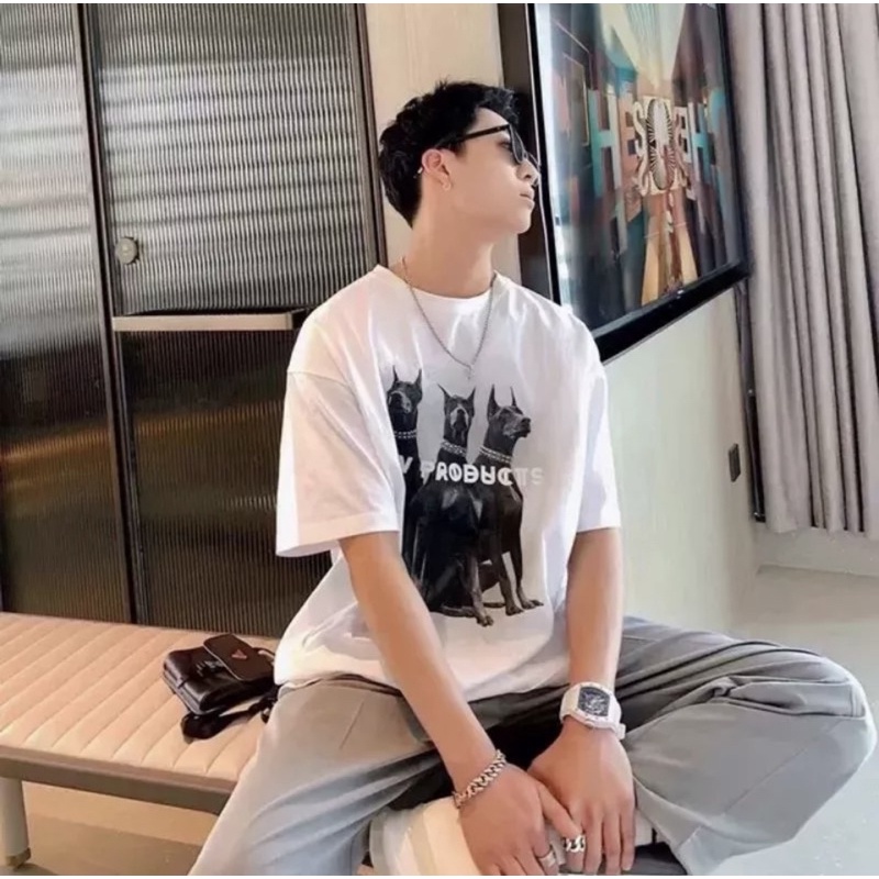 [CÓ ẢNH THẬT] Áo Thun Tay Lỡ Hình Chó Chất Thun Mịn- Áo Phông Rộng Unisex