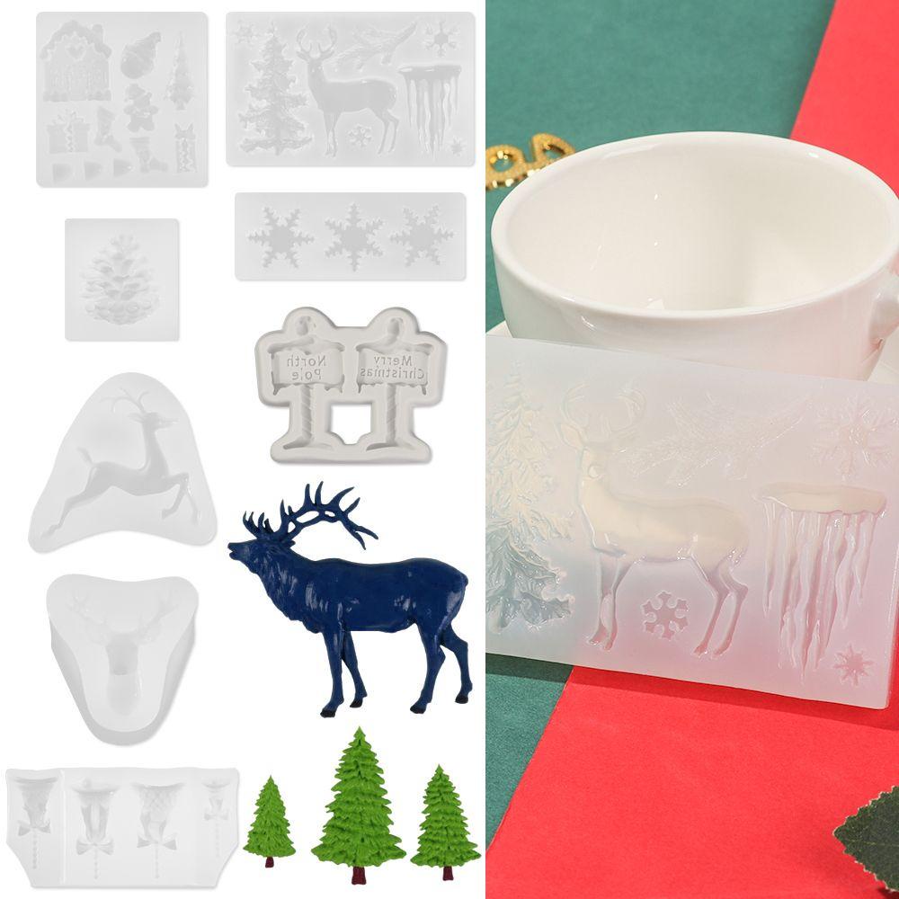 MAG Khuôn Silicone Làm Mặt Dây Chuyền Hình Hoa Tuyết &amp; Chuông Giáng Sinh DIY
