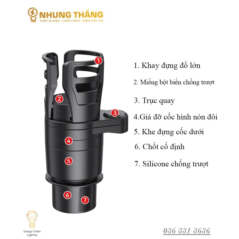 Khay Đựng Cốc Đồ Uống SD-1048 , Thức Ăn trên Ô tô - Xoay 360 độ - Đa Năng , Tiện Lợi - Có Video
