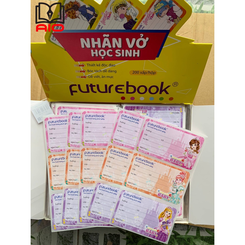 Nhãn vở Futurebook Công chúa xấp 5 tờ (15 nhãn)