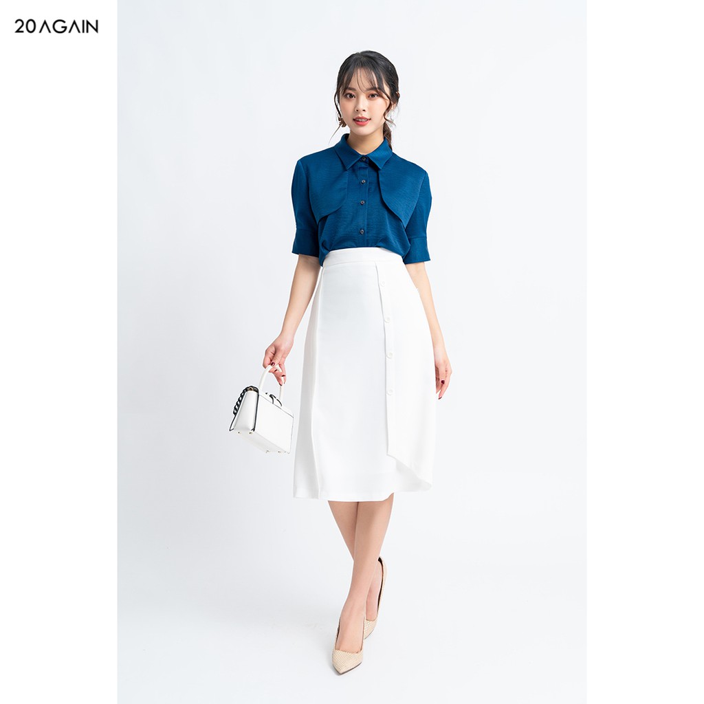 Chân váy nữ midi 92WEAR đủ màu, đủ size, tà bung đính cúc JDA0993 | BigBuy360 - bigbuy360.vn