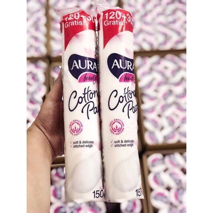 Bông tẩy trang Aura Beauty 120+30 miếng