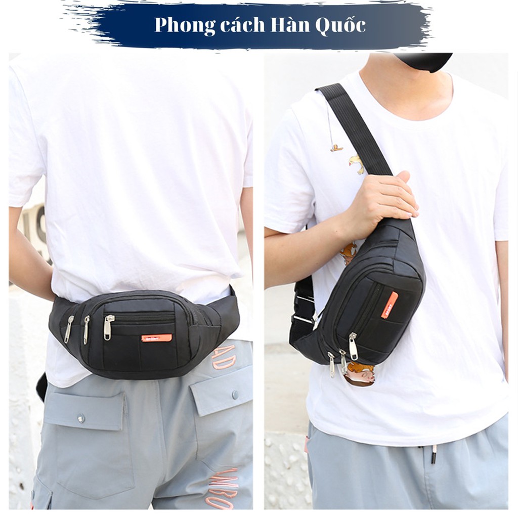 Túi đeo chéo nam , túi bao tử mini vải Canvas phong cách Streetwear đường phố