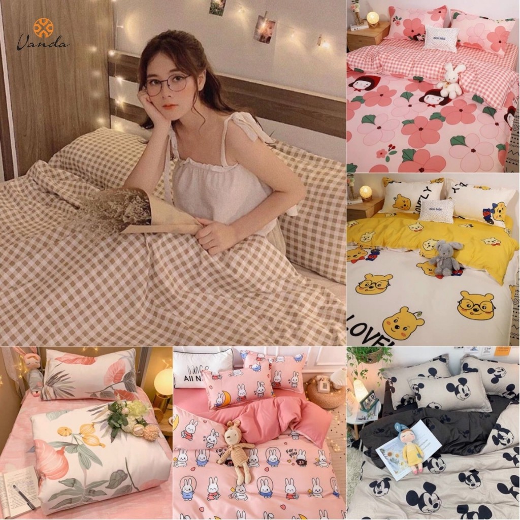 Bộ chăn ga gối drap giường nhập khẩu chất cotton poly nhiều họa tiết - Bộ vỏ chăn ga gối chất cotton poly nhiều họa tiết