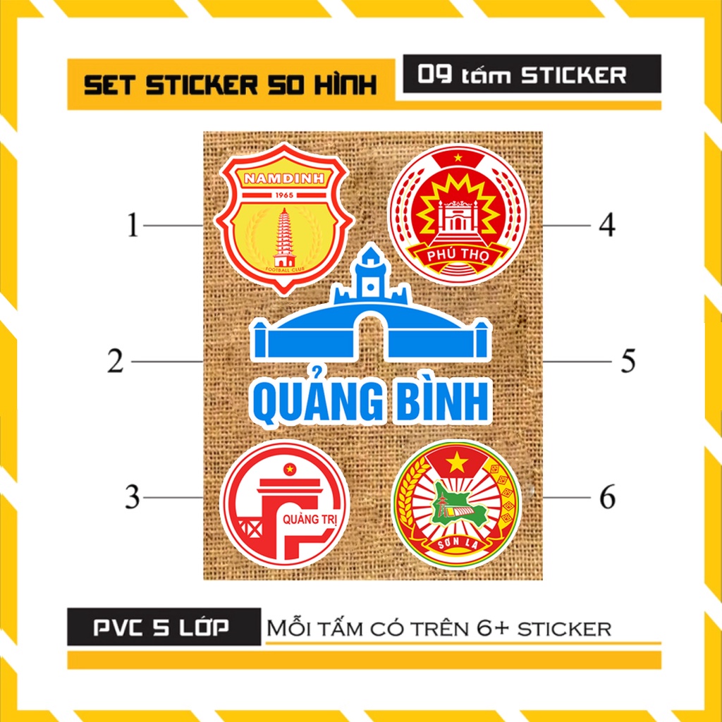 Sticker Logo Biểu Tượng 63 Tỉnh Việt Nam - Hình Dán Nón Bảo Hiểm Chống Nước Cắt Sẵn Từng Hình