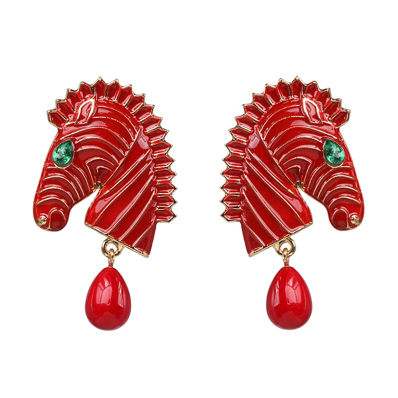 PINKDUDU Nữ Khuyên Tai Chuỗi Hạt Ngọc Trai Trắng Đen Họa Tiết Ngựa Vằn OG150