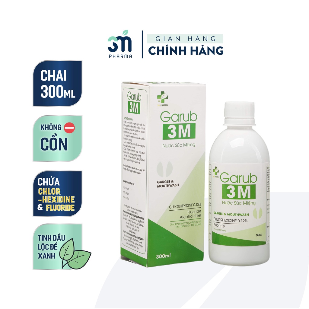 Nước Súc Miệng Thảo Dược Garub 3M - Nước Súc Miệng Diệt Khuẩn, Giữ Hơi Thở Thơm Mát, Chống Viêm Lợi, Ngừa Sâu Răng