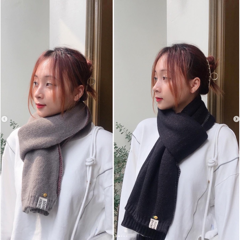 Khăn quàng cổ len lông trơn hình quả dứa nhiều màu thời trang khăn len mùa đông
