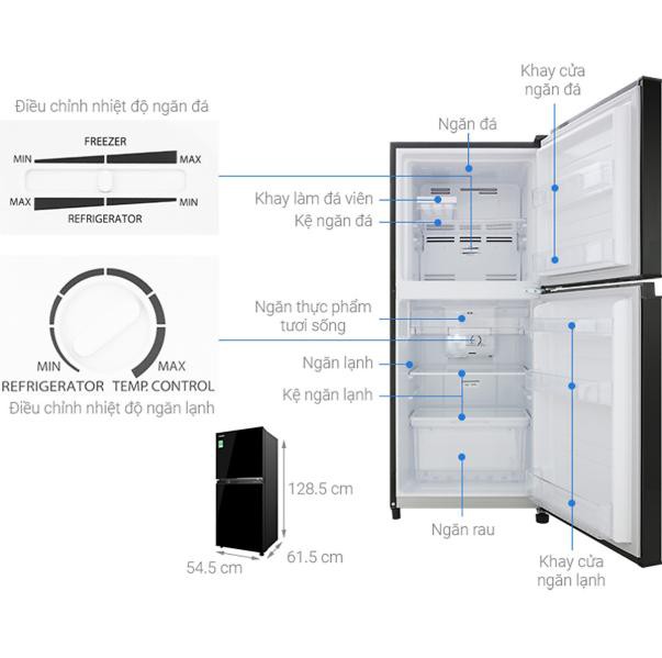 Tủ lạnh Toshiba Inverter 180 lít GR-B22VU - Công nghệ Inverter - Kiểu tủ 2 cánh, ngăn đá trên