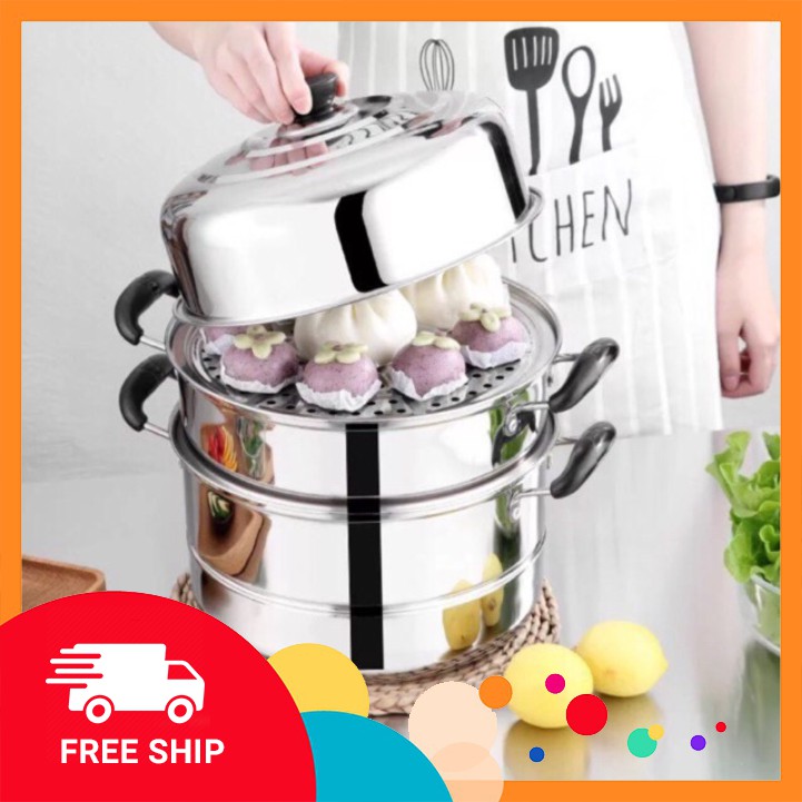 Nồi hấp 3 tầng Inox 28cm
