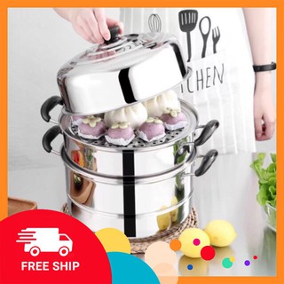 Nồi hấp 3 tầng inox 28cm