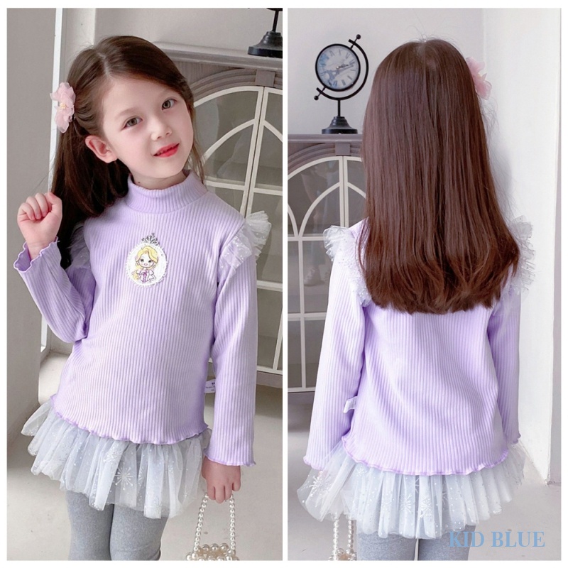Áo Lưới Cổ Cao Hình Vương Miện Ba Chiều Thời Trang Thu Đông Cho Bé Gái