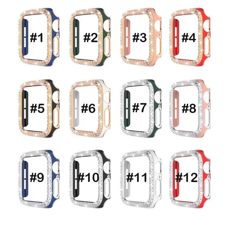 Ốp Bảo Vệ Mặt Đồng Hồ Đính Đá Lấp Lánh Cho Apple watch 7 41mm 45mm 44mm 40mm 42mm 38mm series 3 4 5 6 se