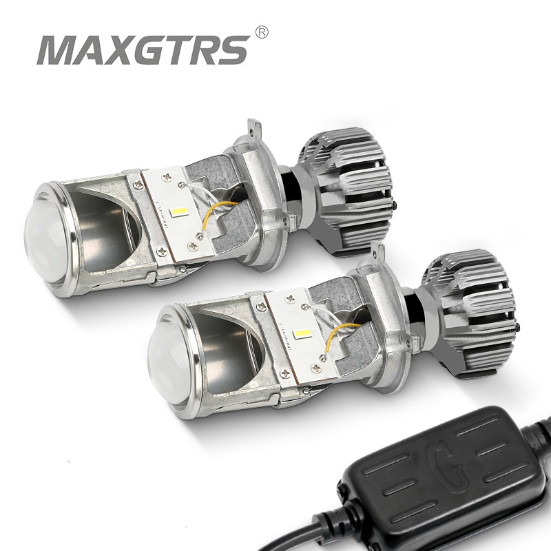 Bóng Đèn Pha MAXGTRS LED H4 12V 24V 6500K 9600LM Với Ống Kính Chiếu Mini Chuyển Đổi Chùm Sáng Cao/Thấp Màu Trắng