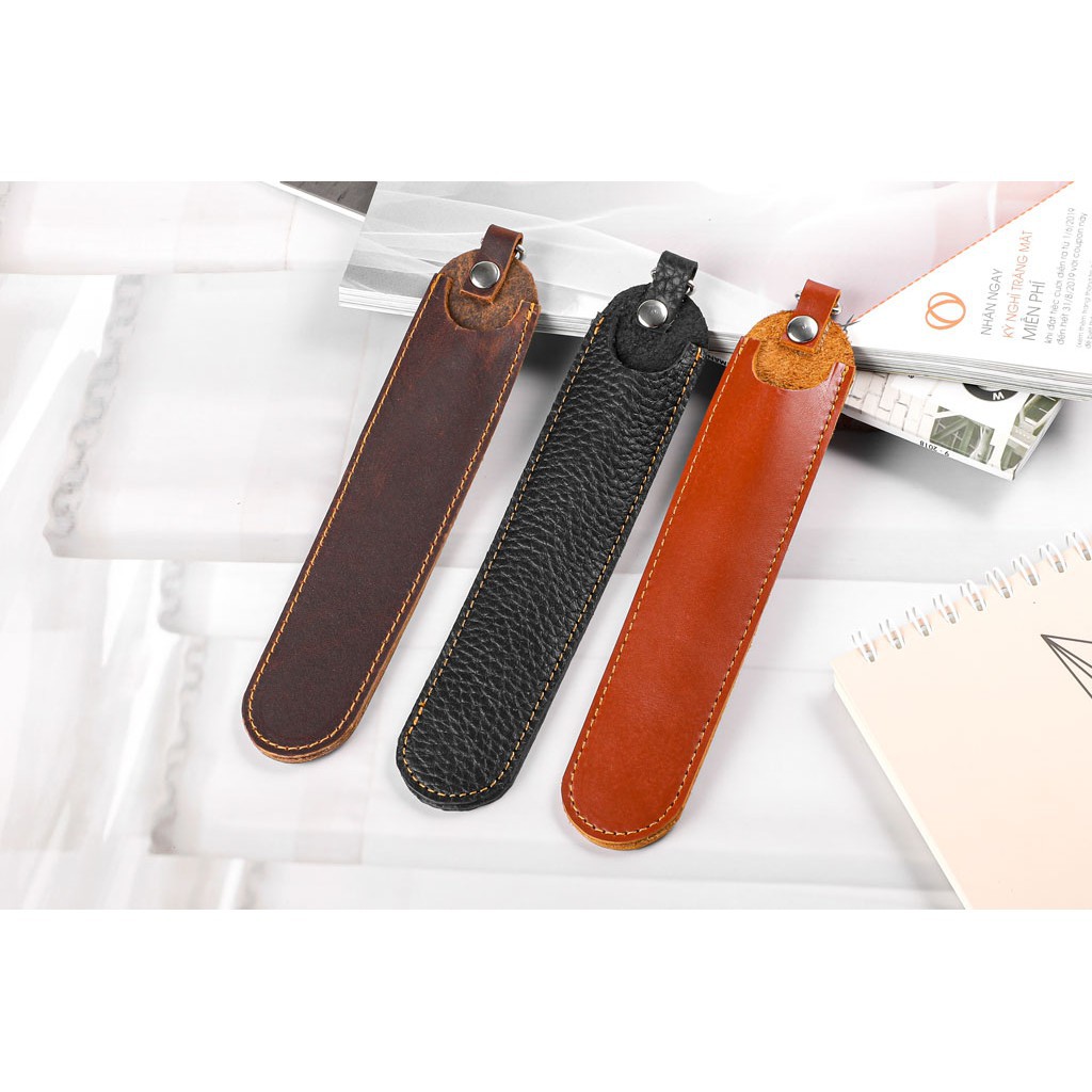[Handmade] Bao/túi đựng bút da thật cao cấp có móc khóa đành cho doanh nhân 3 màu (20x3) - ZN07 Bảo Hành 12 Tháng