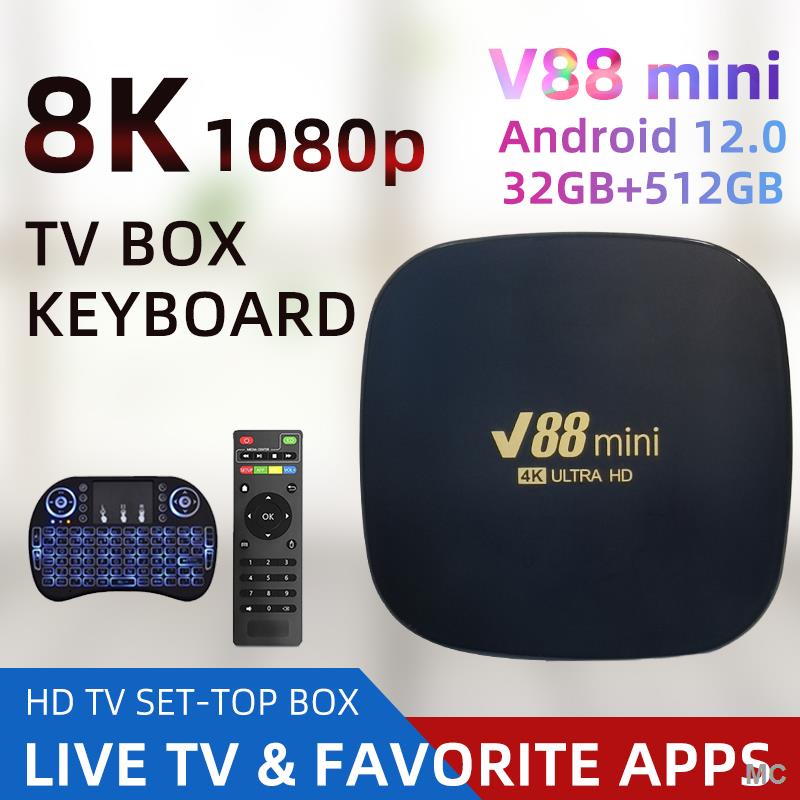 Đầu TV Box V88 2022 16 + 256GB Android 12.0 8K Ultra HD 2.4GWiFi KèM Phụ KiệN Chuyên DụNg