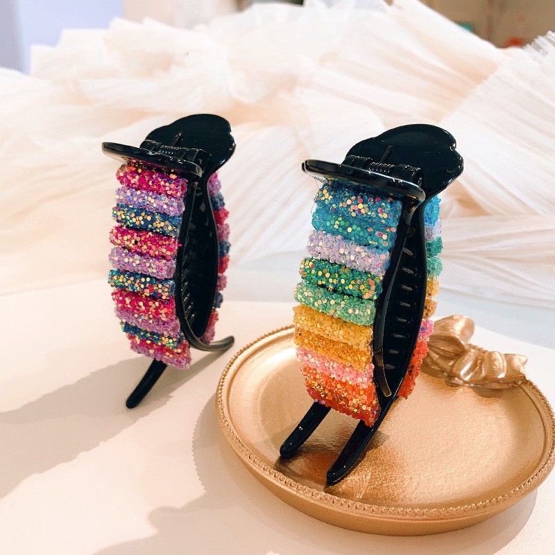 Kẹp Tóc Đính Đá Màu Sắc Cầu Vồng Phong Cách Hàn Quốc Cho Nữ