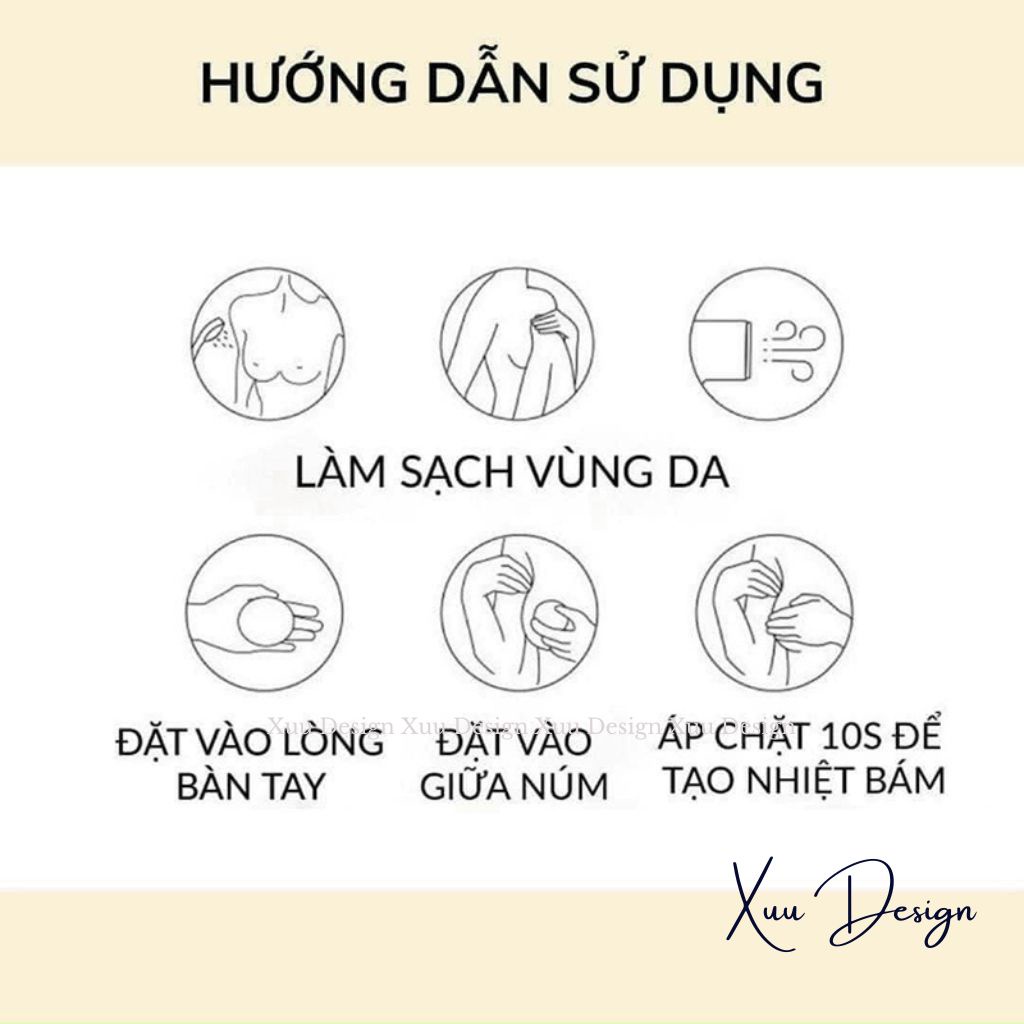Miếng dán ngực silicon nhiệt tự thân Xuu Design, dán ngực tàng hình không keo dán siêu chắc tái sử dụng nhiều lần - MD02