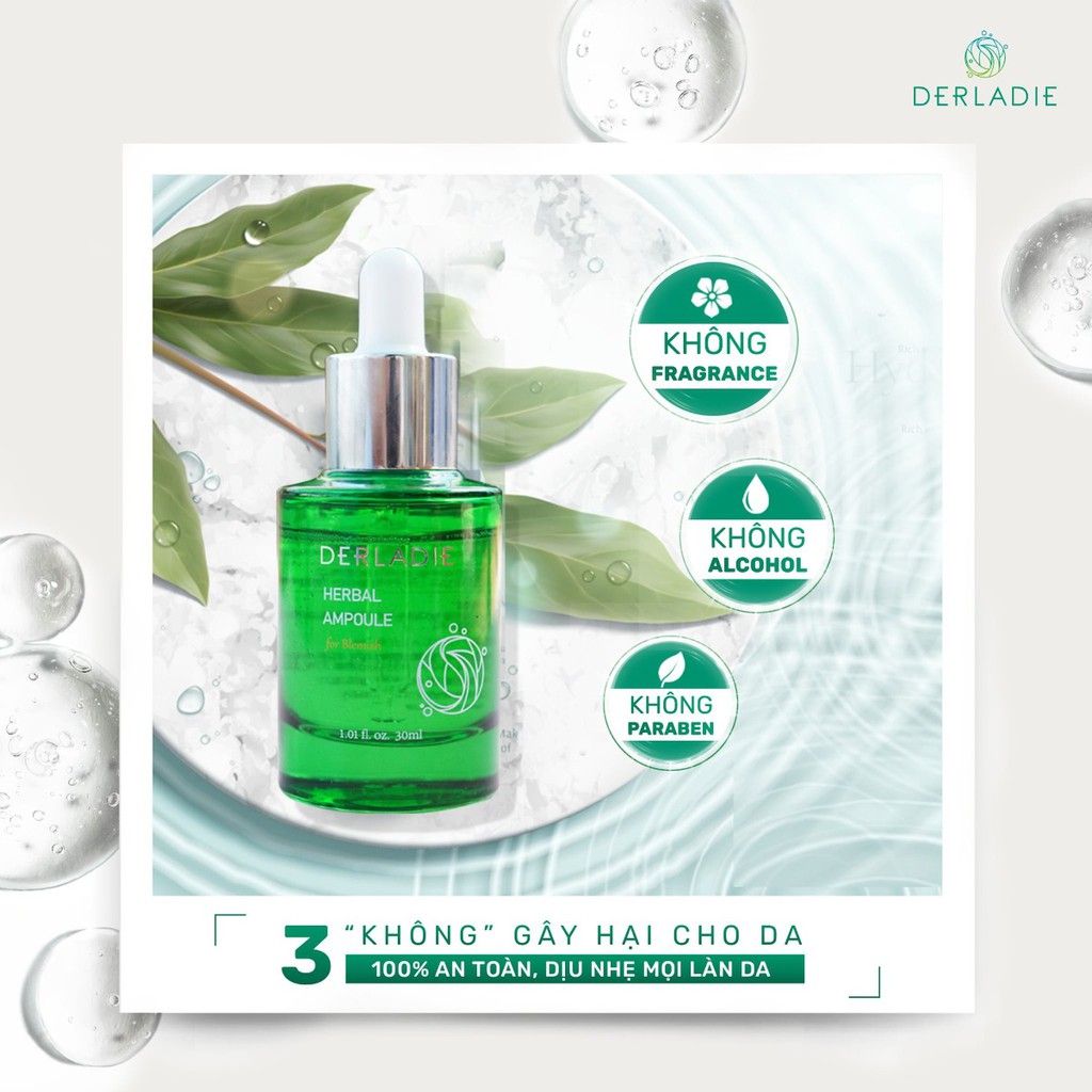 Serum Tràm Trà Derladie Tinh Chất Thảo Dược Giảm Mụn Herbal Ampoule For Blemish 30ml - Khongcoson