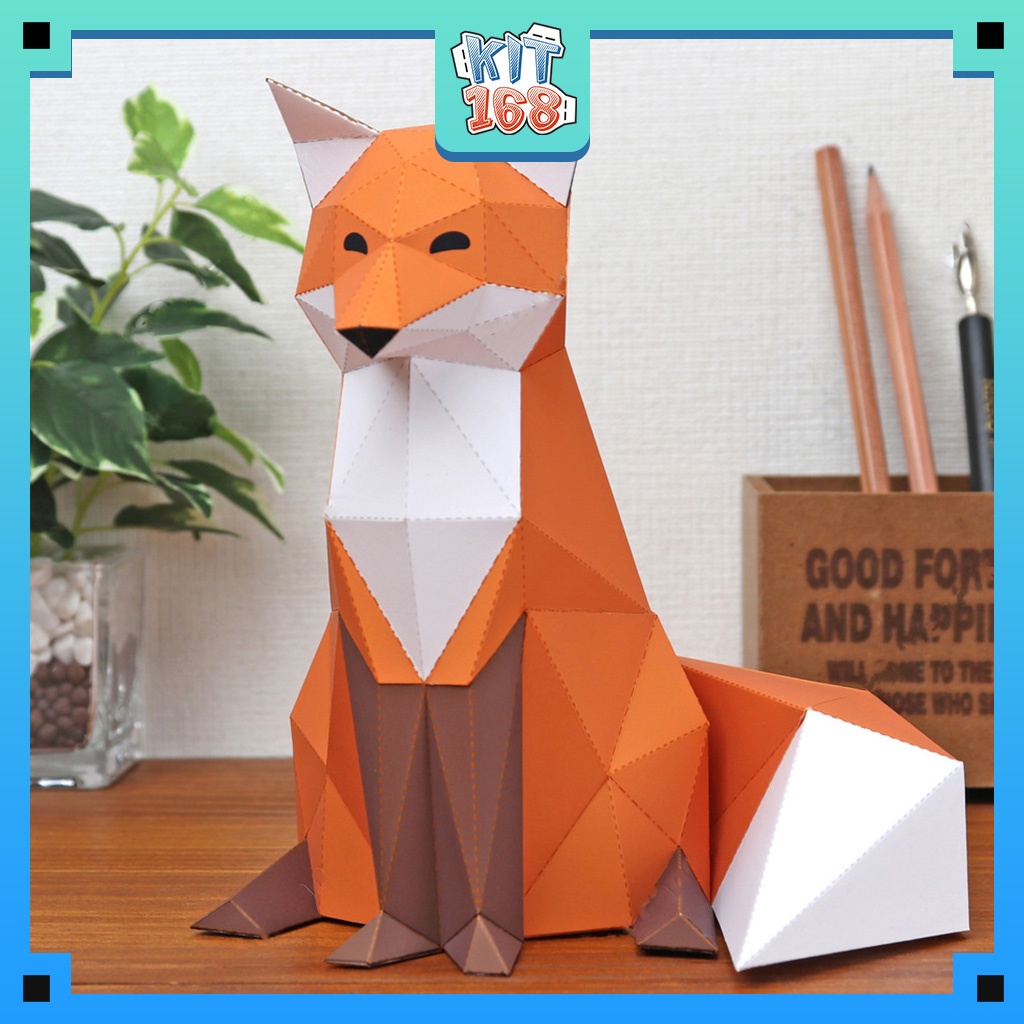 Mô hình giấy động vật Cáo Polygon