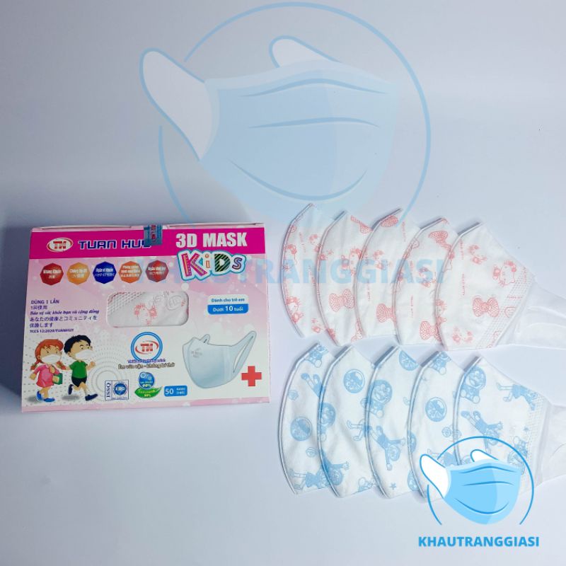 (HÀNG HOT) Khẩu trang 3D mask dành cho bé 3 đến 8 tuổi (Hộp 50) | BigBuy360 - bigbuy360.vn