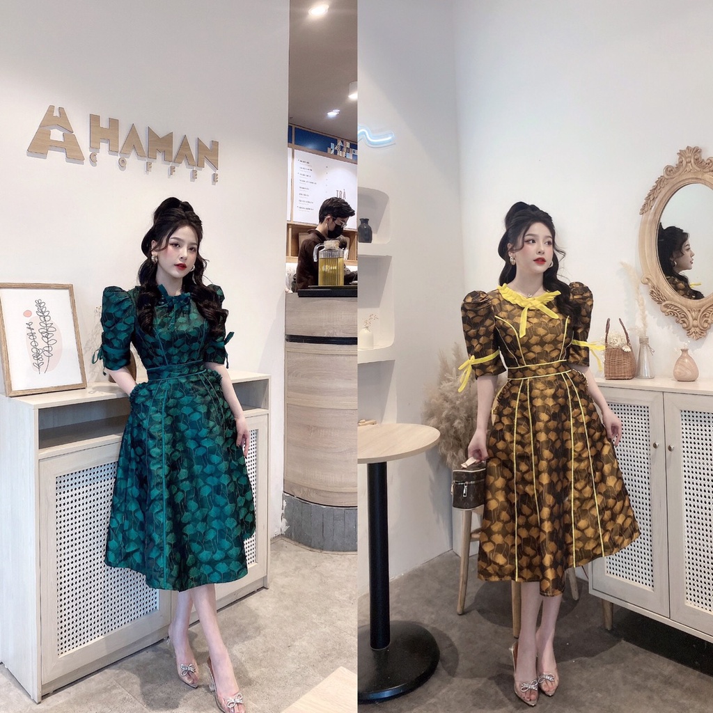 ĐẦM GẤM KIM TUYẾN XÒE SANG TRỌNG