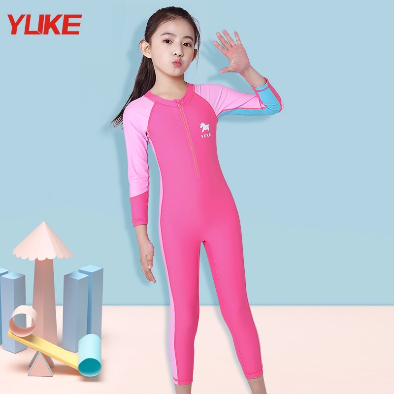Bộ Đồ Bơi Một Mảnh Tay Dài Chống Nắng UPF50 + Cỡ Vừa Phong Cách Hàn Quốc Cho Bé Gái