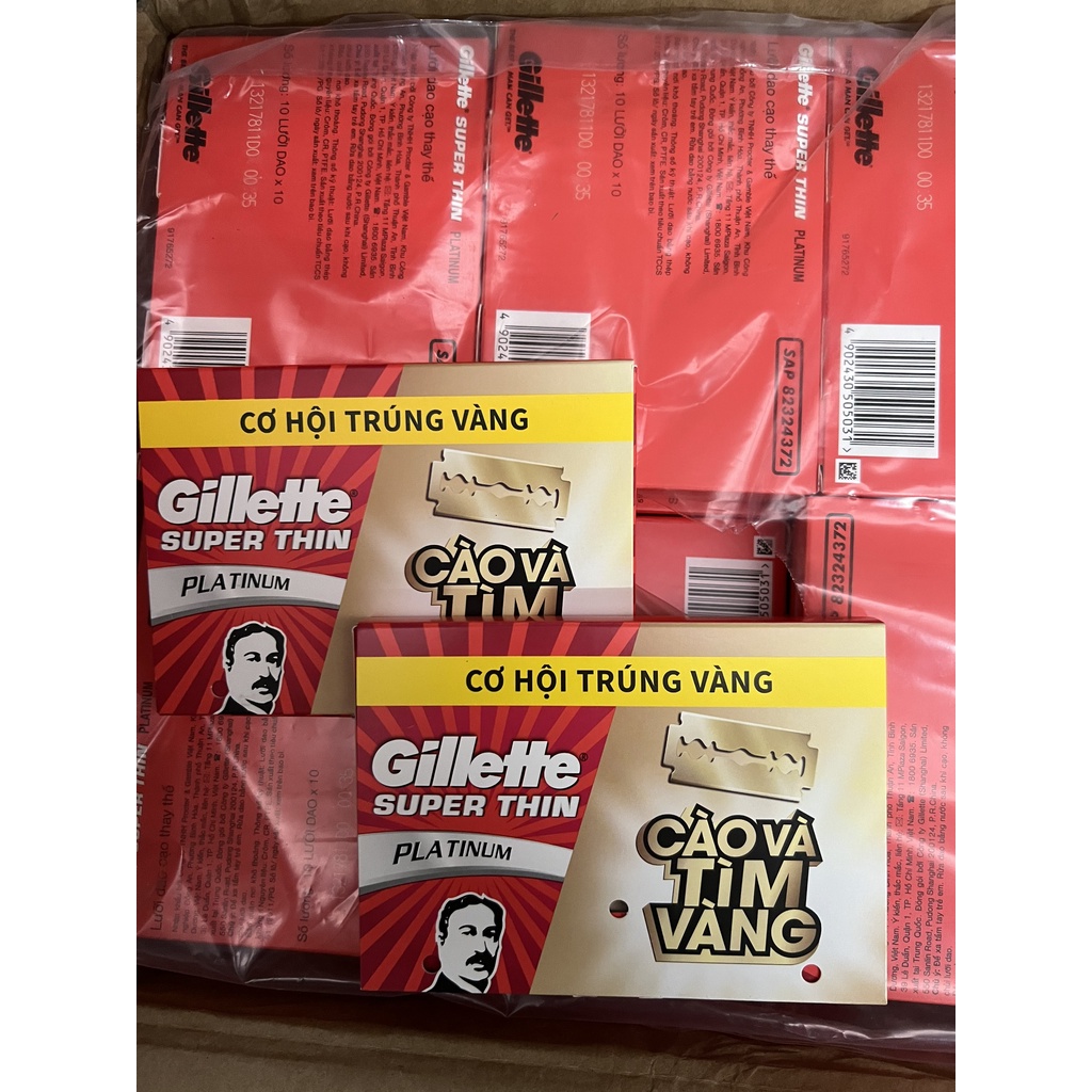 Dao Cạo Râu Gillette Siêu Bén Super Thin Hộp 110 Lưỡi Lam Ông Già