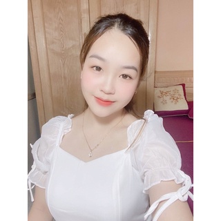 Đầm trắng thắt nơ tay bồng (mã 206)