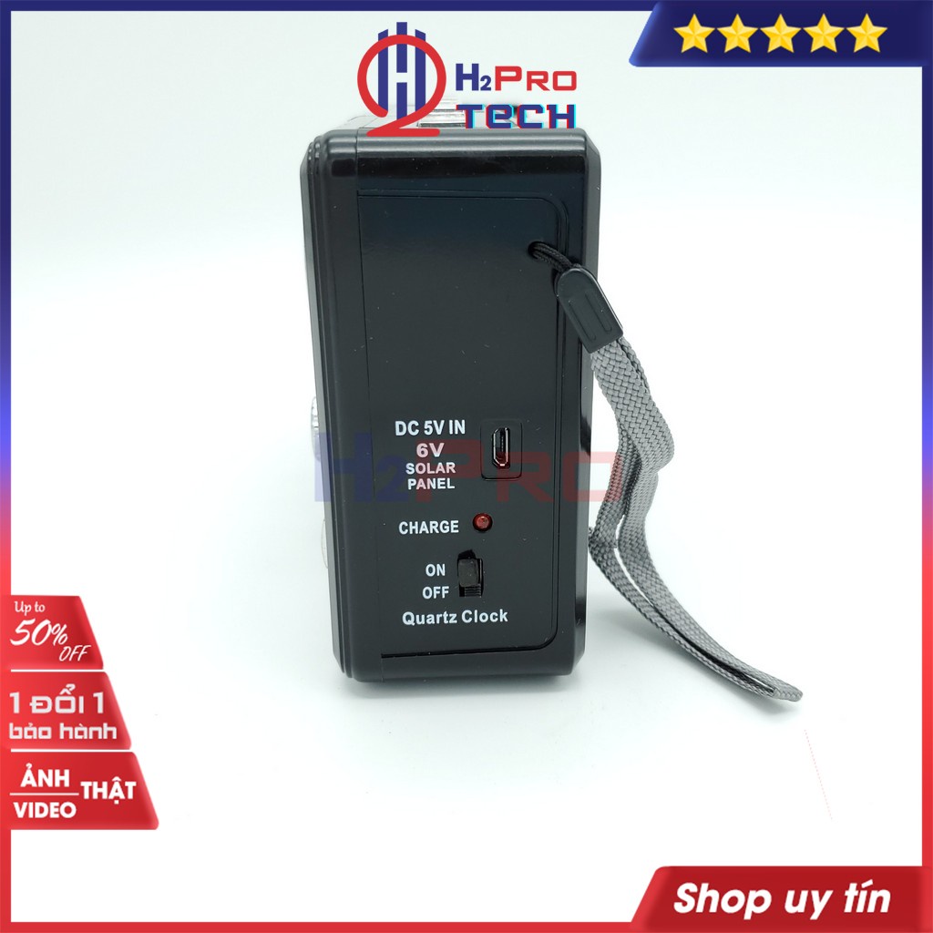 Đài Radio Nghe Nhạc, Đài Radio Waxiba XB-741C FM-AM-SW Cao Cấp-Usb-Thẻ Nhớ-Aux-Đèn Pin (Tặng Pin Sạc 18650)-H2Pro Tech