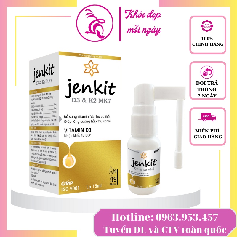 Chai xịt tối ưu chiều cao và phát triển trí não cho bé D3K2 DHA dạng xịt 15ml 100% tự nhiên kết hợp của D3 và K2