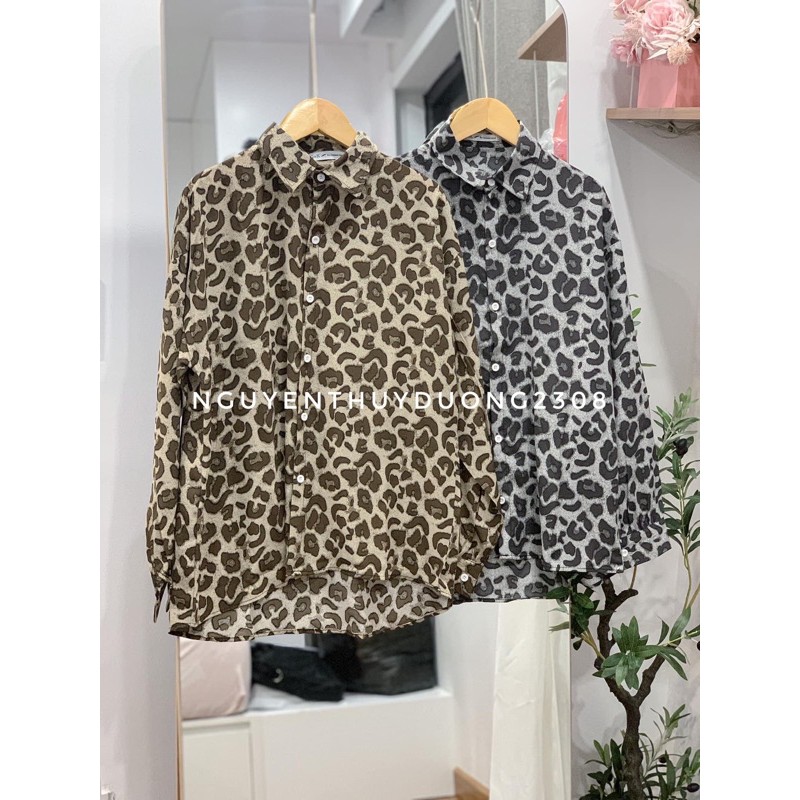 [Ảnh thật/Sẵn]Áo sơmi voan da báo hot trend/Áo sơmi đuôi tôm | BigBuy360 - bigbuy360.vn