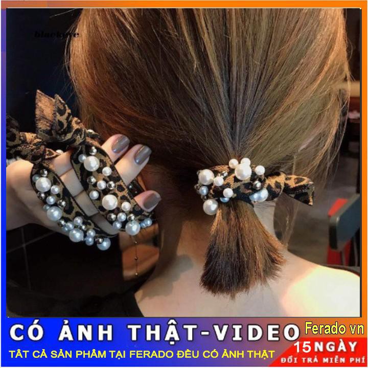 Buộc tóc họa tiết da báo dễ thương