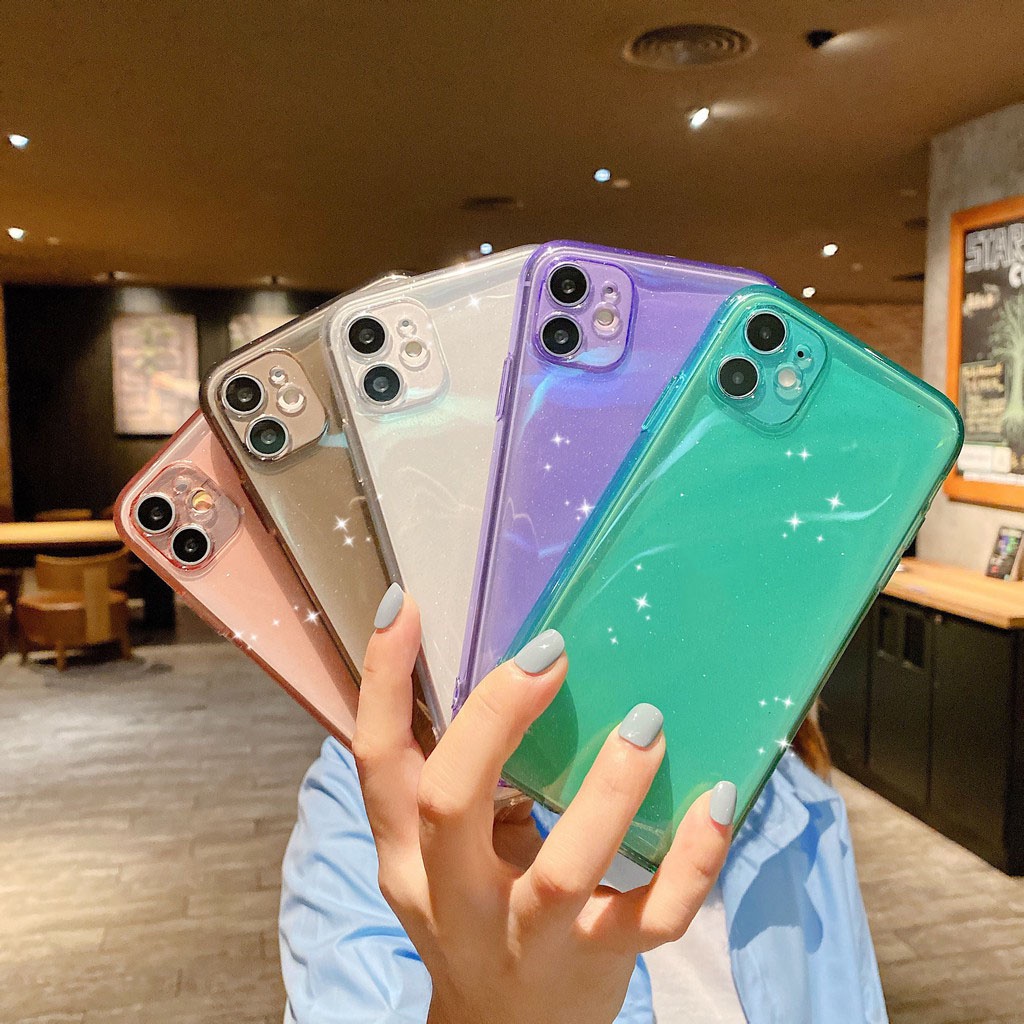 Ốp Điện Thoại TPU Mềm Trong Suốt Họa Tiết Ngôi Sao Lấp Lánh Cho iPhone 11 pro MAX 7 8 6S Plus X XR XS MAX